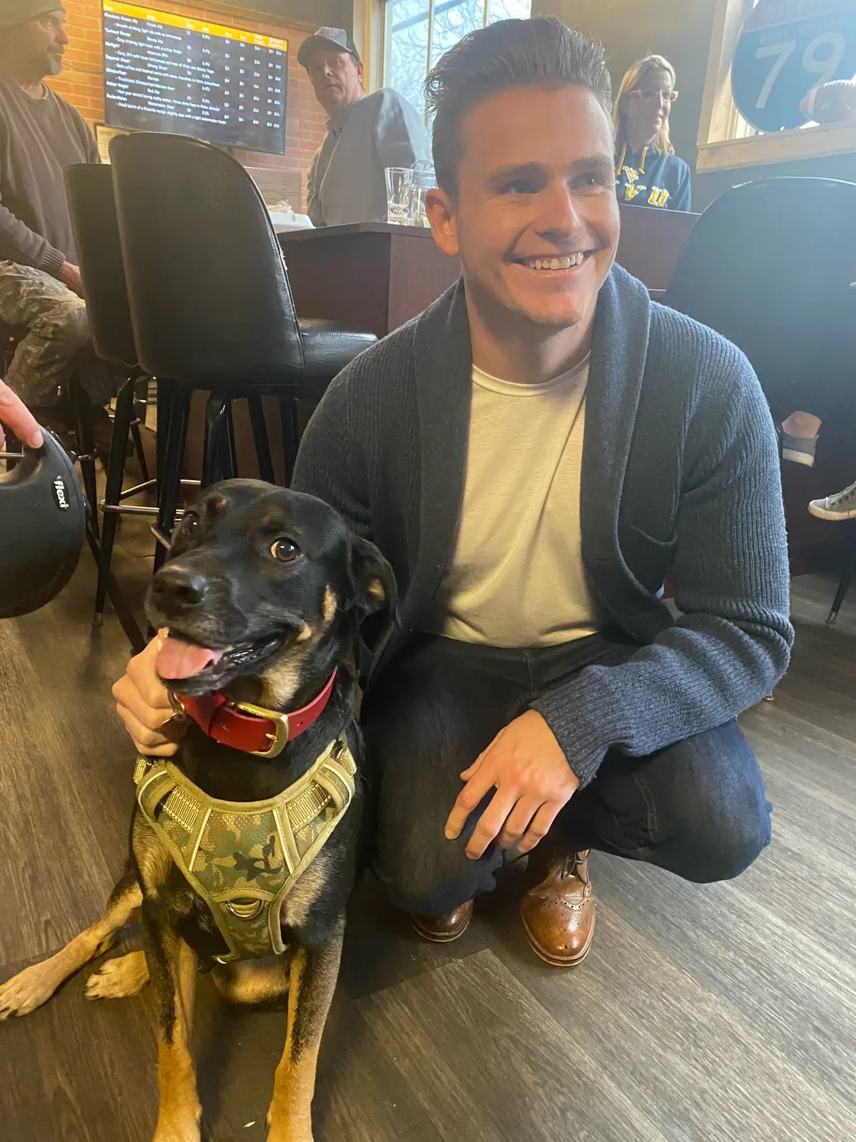 Sirius making a new friend at a community event